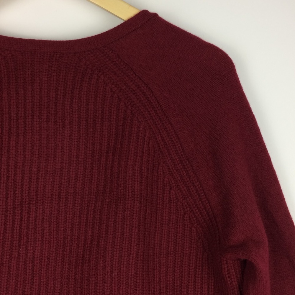 J Crew Sweater Womens Small Wool Burgundy Open Front Pockets Holidays Oversize‎ - Picture 12 of 16